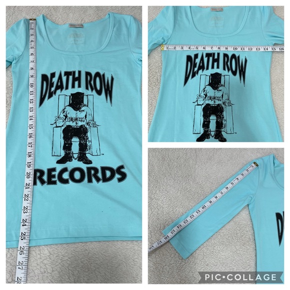 Jennifer Adams Death Row Records Square Neckline Top Color Baby Blue. Size S - Picture 9 of 9
